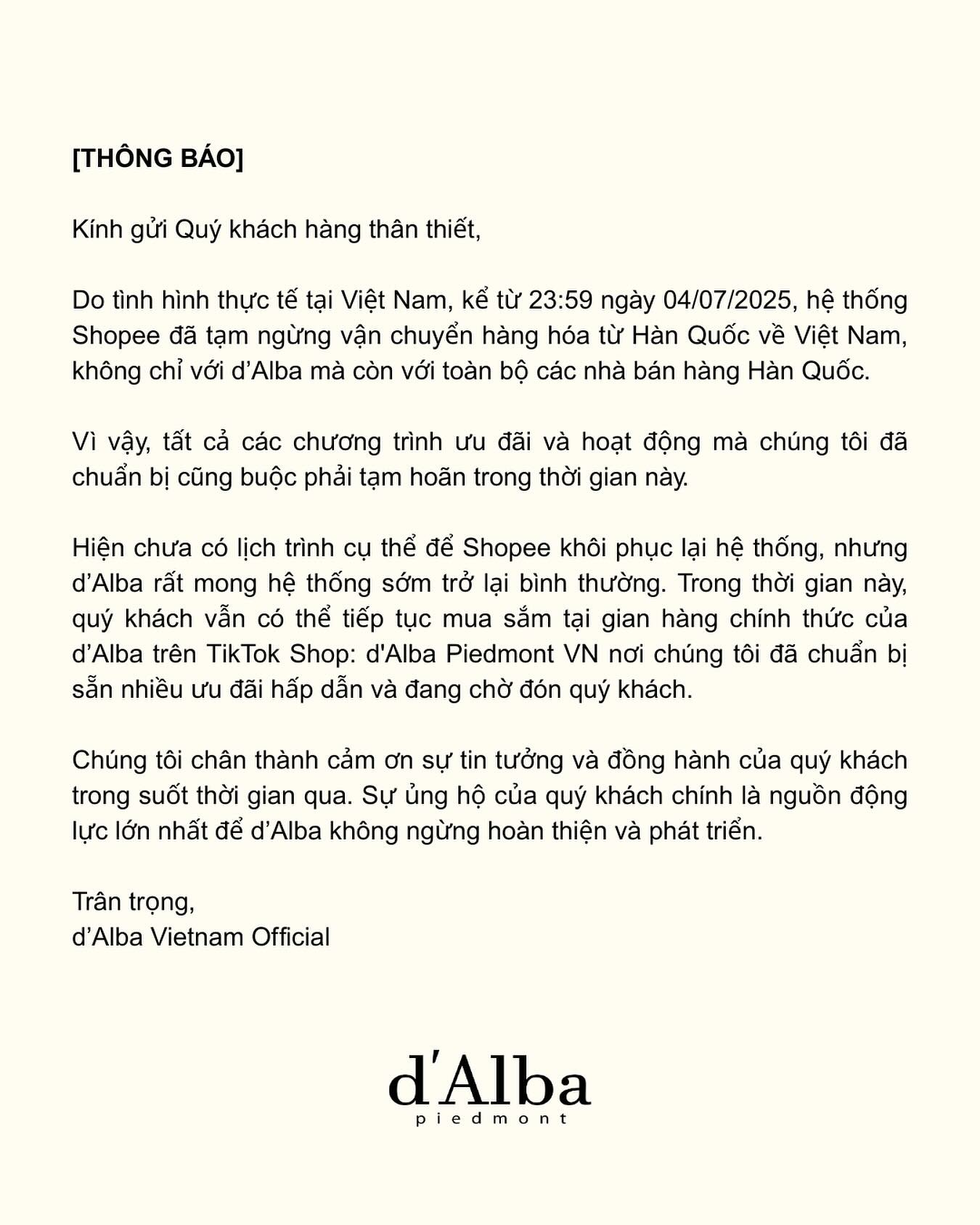 Hinh anh Shopee tạm dừng dịch vụ vận chuyển hàng từ Hàn Quốc về Việt Nam – động thái cho thấy thị trường mỹ phẩm nội địa đang bước vào giai đoạn biến động mạnh, khi các chính sách thuế và quy định kiểm soát thương mại điện tử đối với hàng hóa quốc tế ngày càng thắt chặt. 1