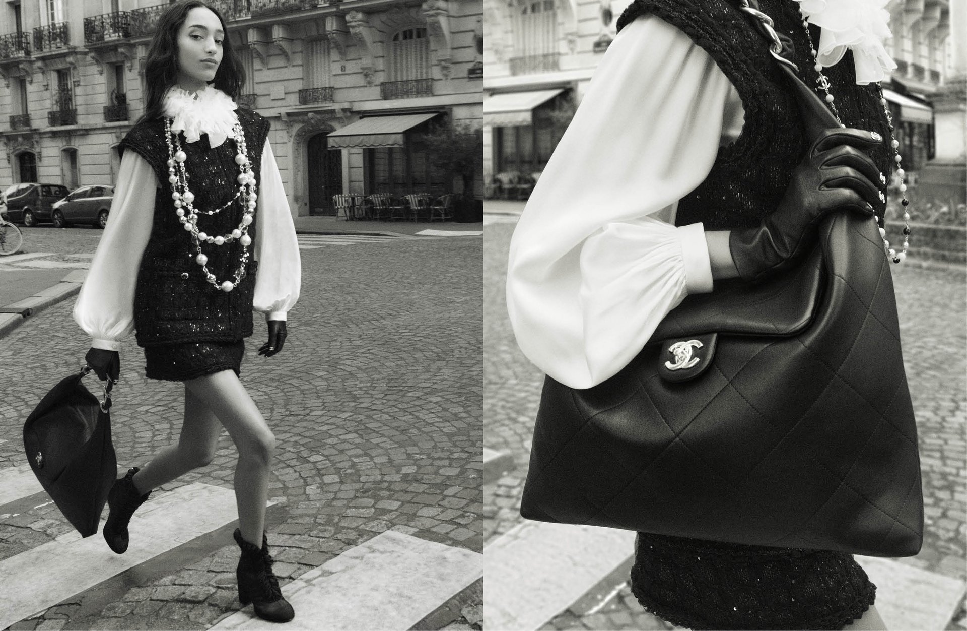 Hinh anh CHANEL Thu/Đông 2025/26: Mona Tougaard trong giấc mơ đen trắng của Coco 3