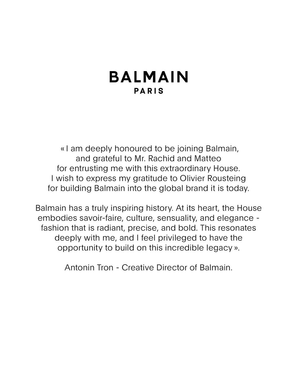 Hinh anh Balmain bổ nhiệm Antonin Tron làm Giám đốc Sáng tạo 4