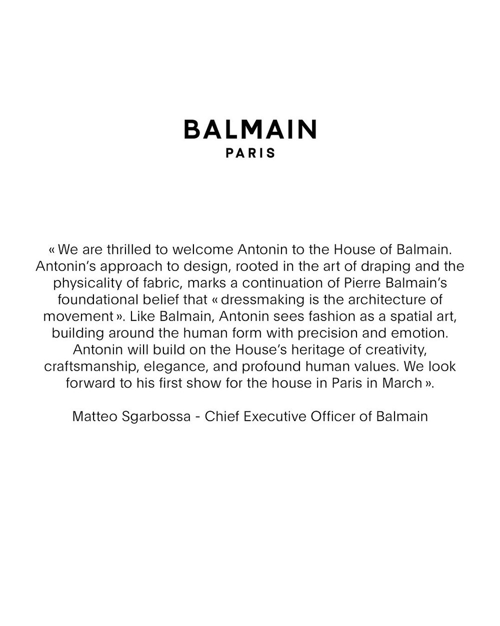 Hinh anh Balmain bổ nhiệm Antonin Tron làm Giám đốc Sáng tạo 5