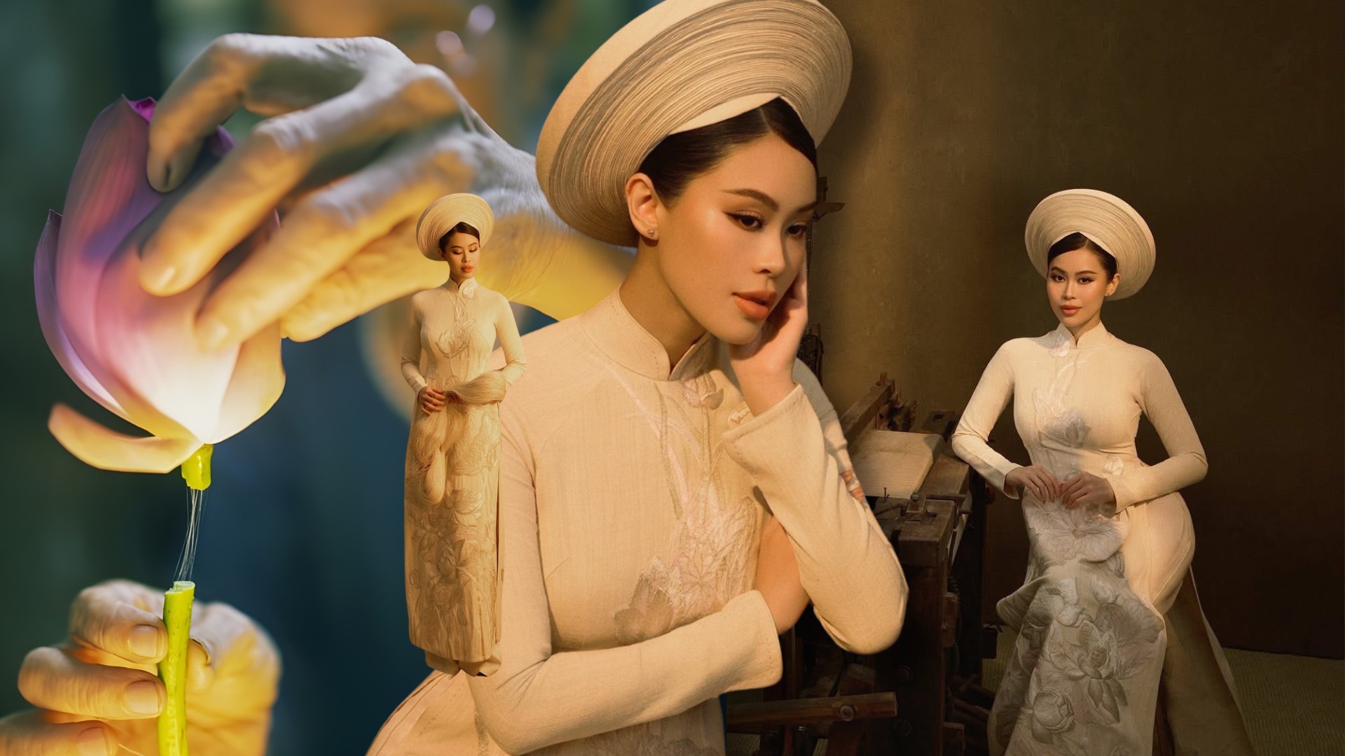 Tơ sen trong ngày cưới của Tiên Nguyễn: Sợi vải cổ truyền và ước nguyện tương lai