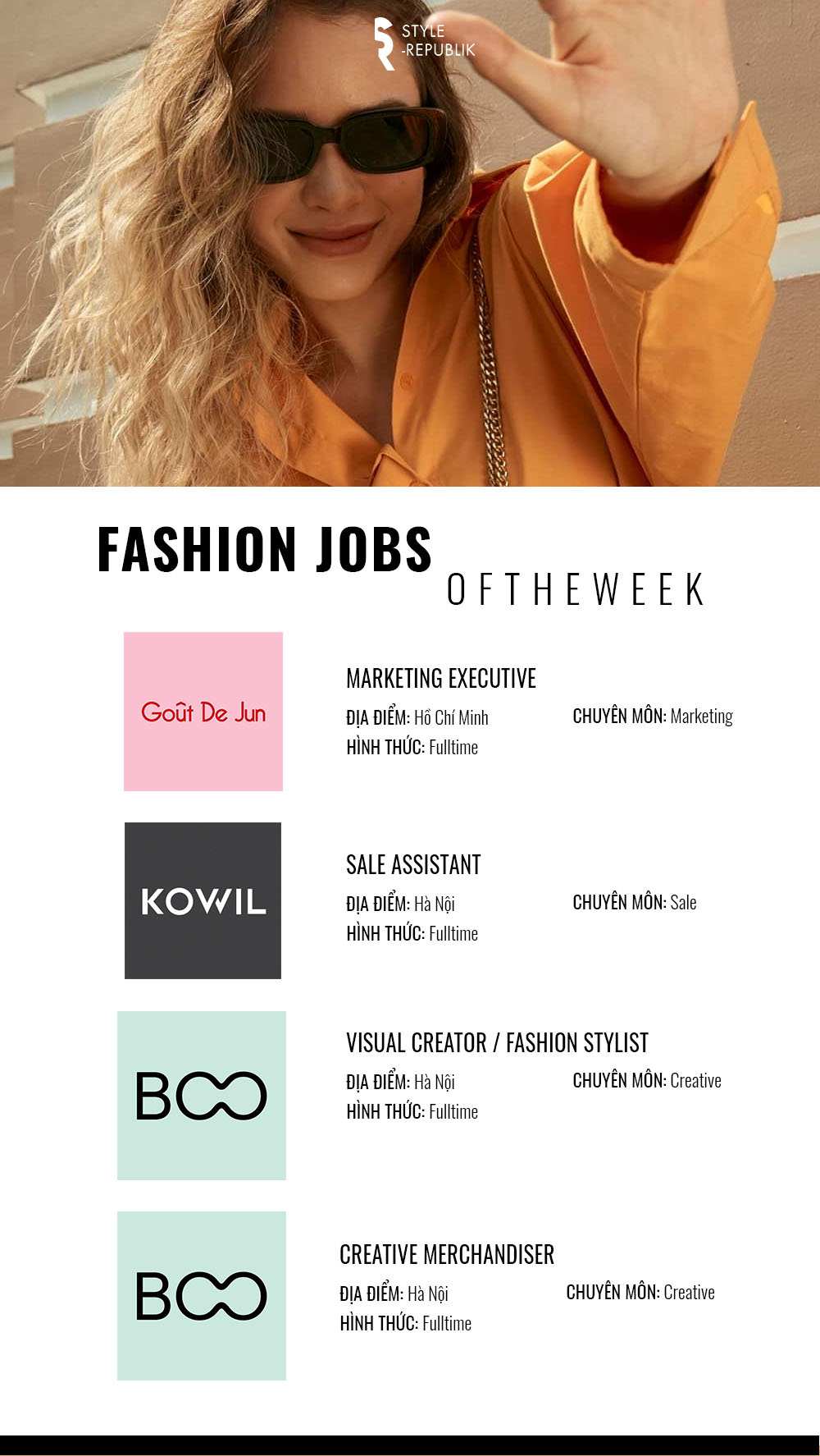 Hinh anh [Fashion Jobs of the Week] Việc làm thời trang tại Goût De Jun, Kowil Fashion và BOO 1