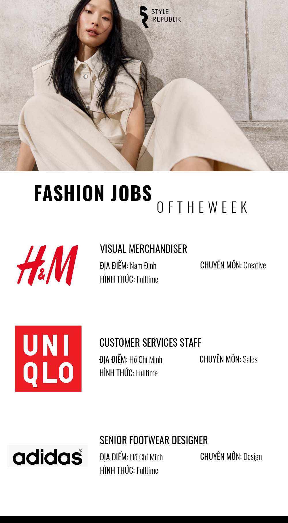 [Fashion Jobs Of The Week] Việc làm thời trang tại H&M, Uniqlo và Adidas