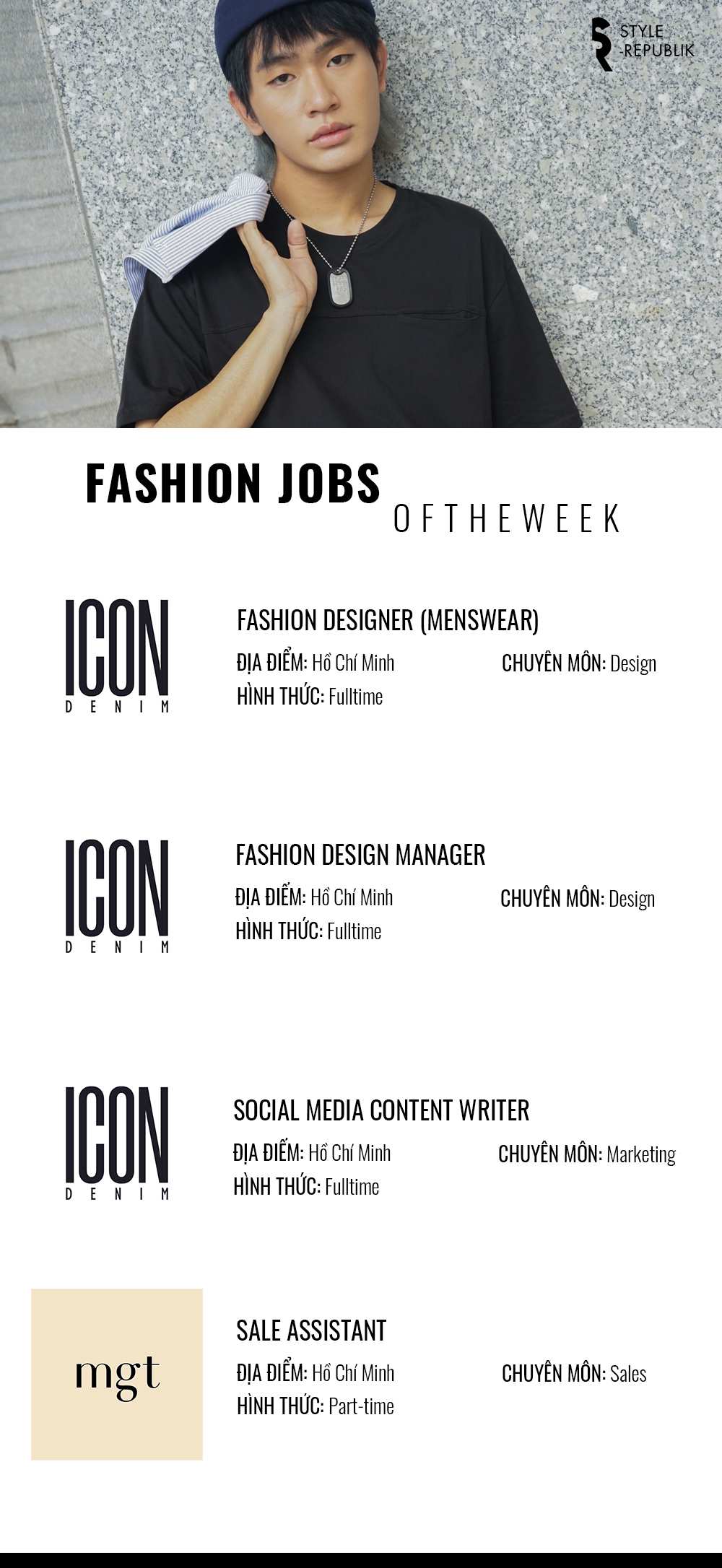 [Fashion Jobs of the Week] Việc làm thời trang tại Icon Denim và Mgt