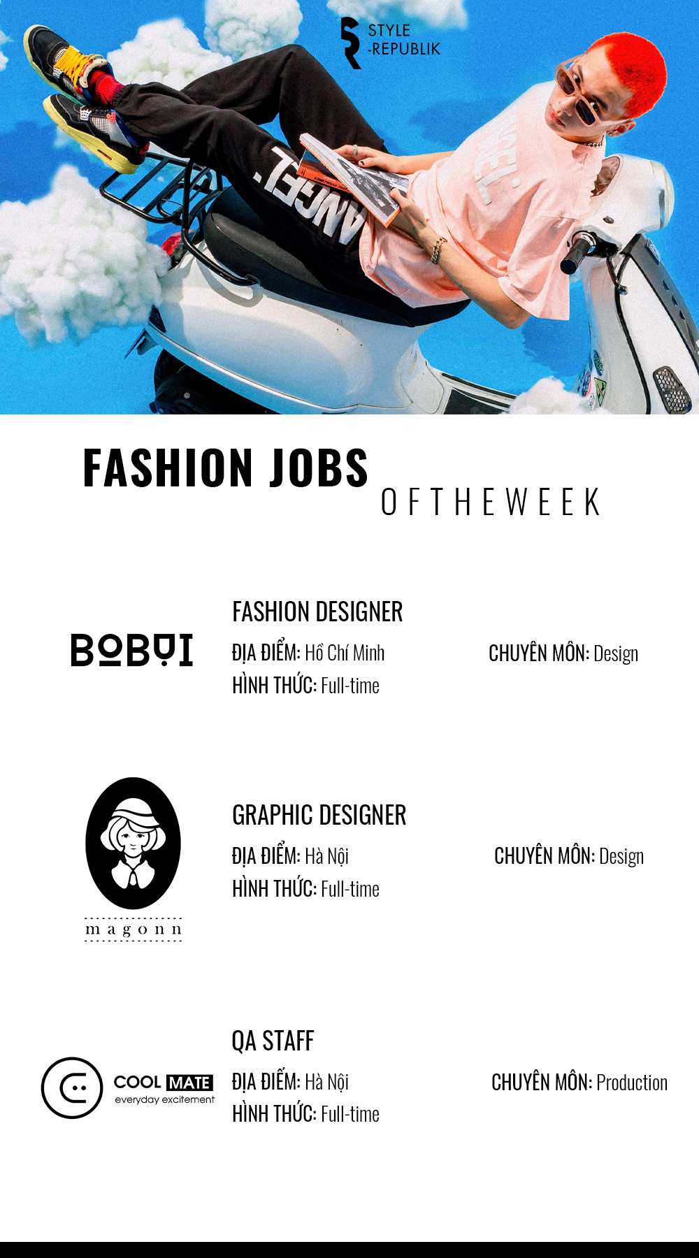 [Fashion Jobs of the Week] Việc làm thời trang tại BO BUI, Magonn và Coolmate