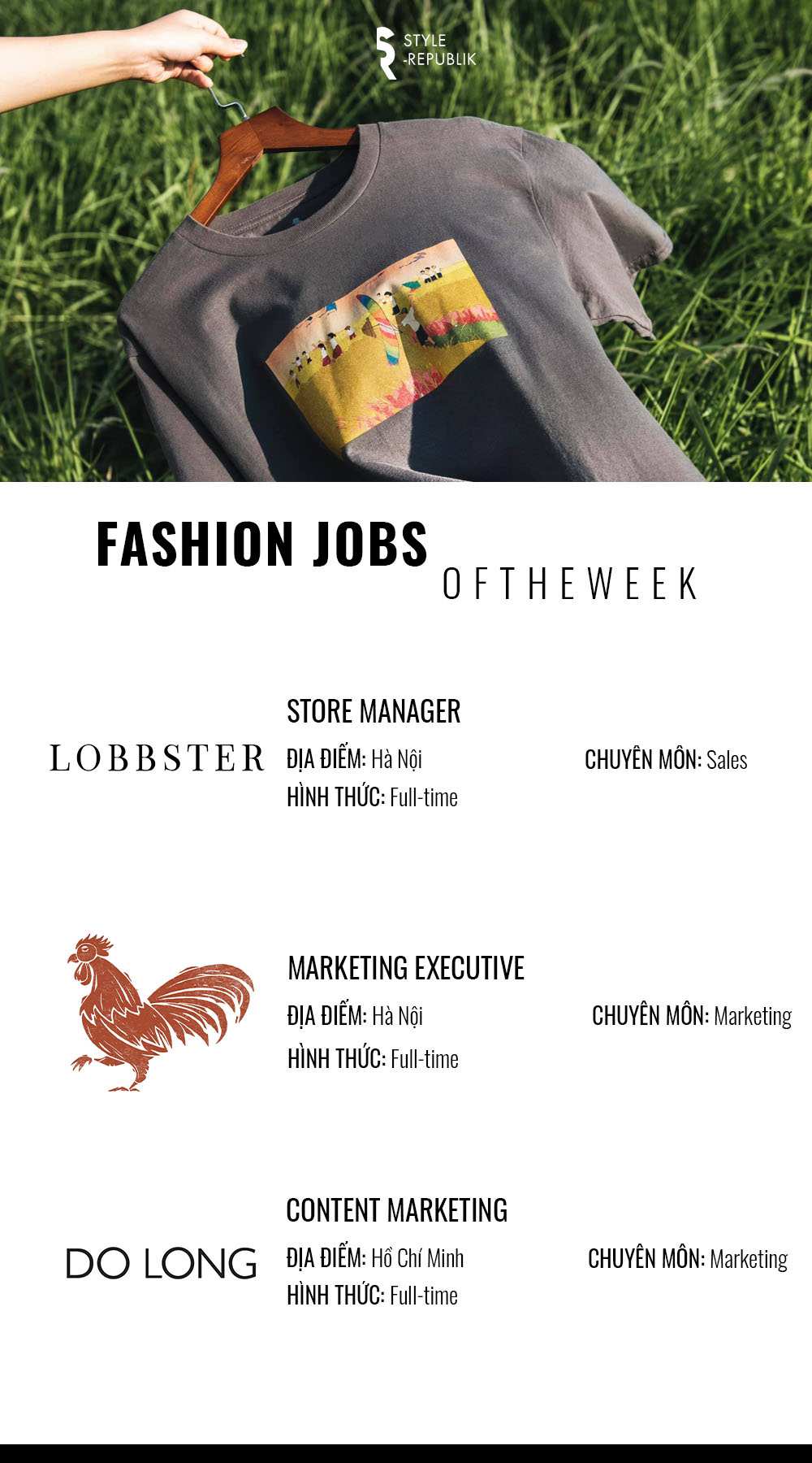 Việc làm thời trang tại Tired City, LOBBSTER và ĐỖ LONG Việc làm thời trang tại Tired City, LOBBSTER và ĐỖ LONG