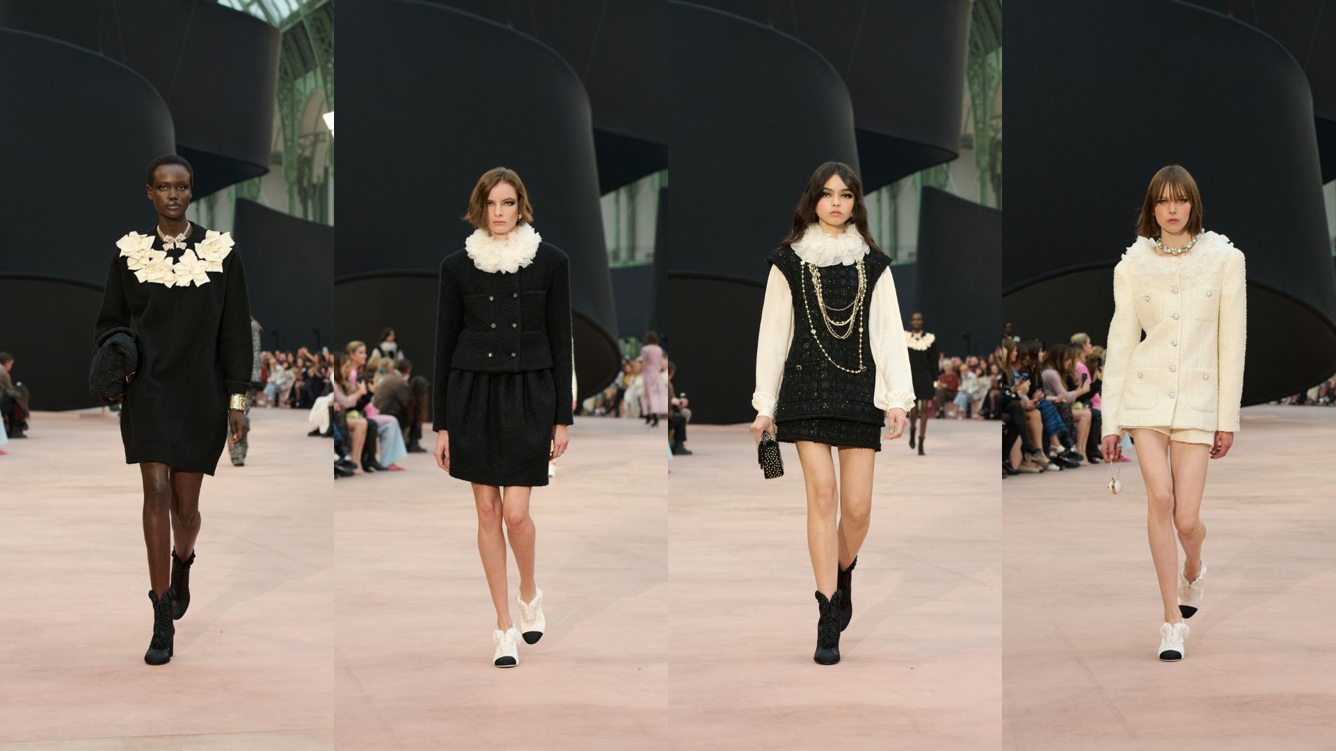 Hinh anh Chanel Fall/ Winter 2025 đem đến hàng loạt bản kiến tạo về những chiếc nơ với đủ mọi hình dạng, kích cỡ, màu sắc, chất liệu, và hàng loạt cách sử dụng: từ truyền thống đến hiện đại. 2