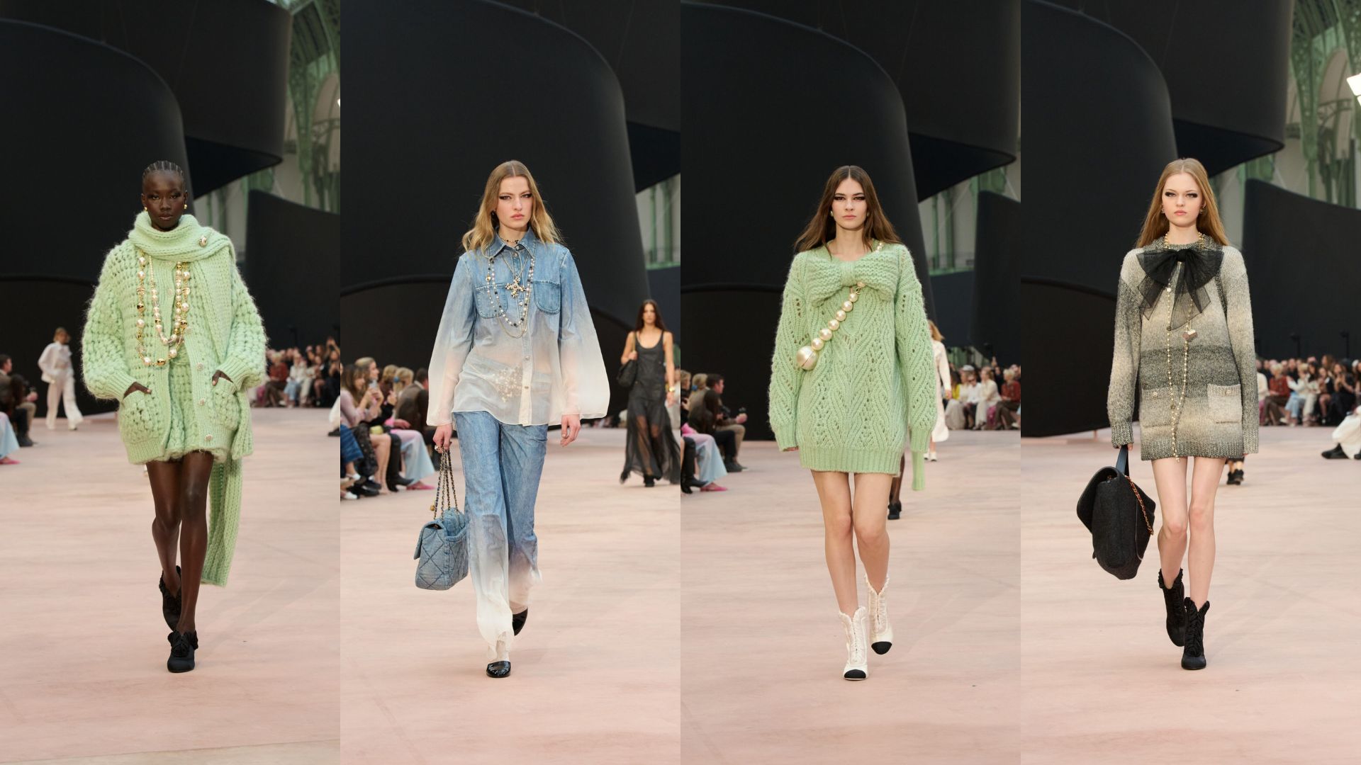 Hinh anh Chanel Fall/ Winter 2025 đem đến hàng loạt bản kiến tạo về những chiếc nơ với đủ mọi hình dạng, kích cỡ, màu sắc, chất liệu, và hàng loạt cách sử dụng: từ truyền thống đến hiện đại. 4