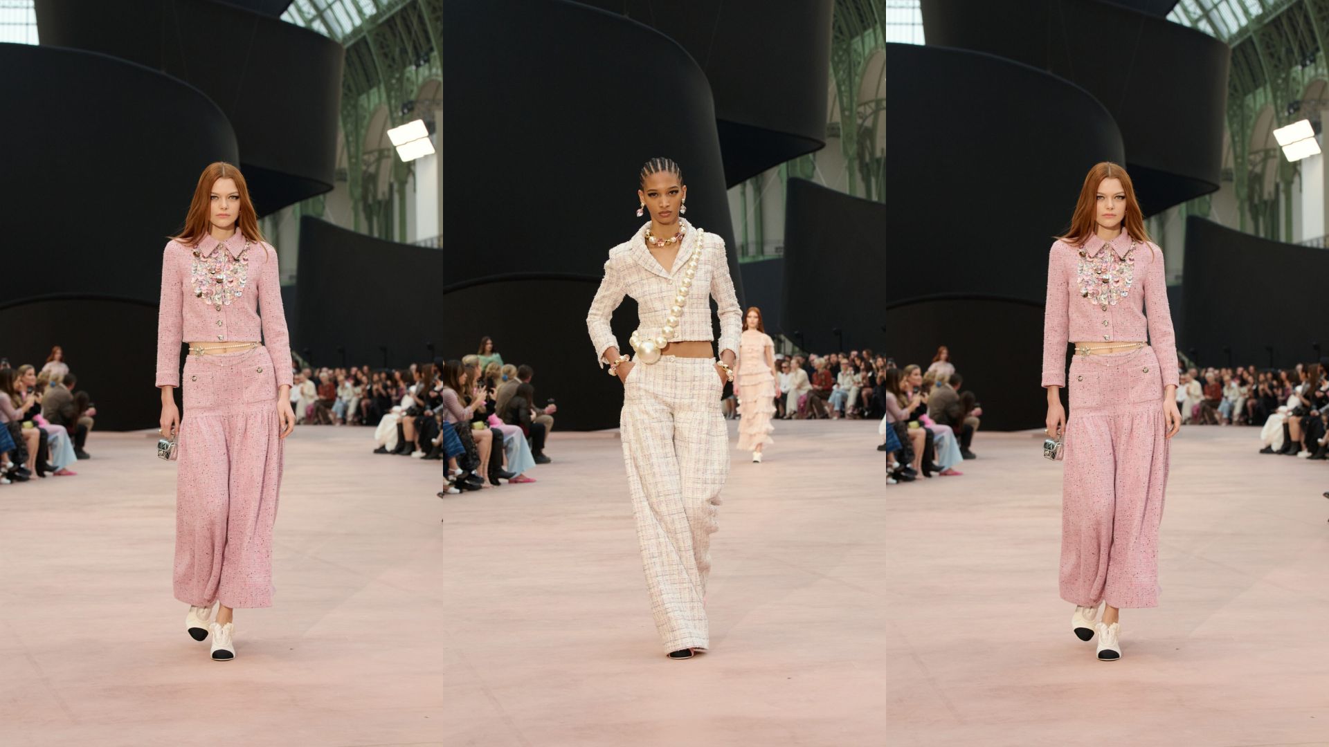 Hinh anh Chanel Fall/ Winter 2025 đem đến hàng loạt bản kiến tạo về những chiếc nơ với đủ mọi hình dạng, kích cỡ, màu sắc, chất liệu, và hàng loạt cách sử dụng: từ truyền thống đến hiện đại. 3